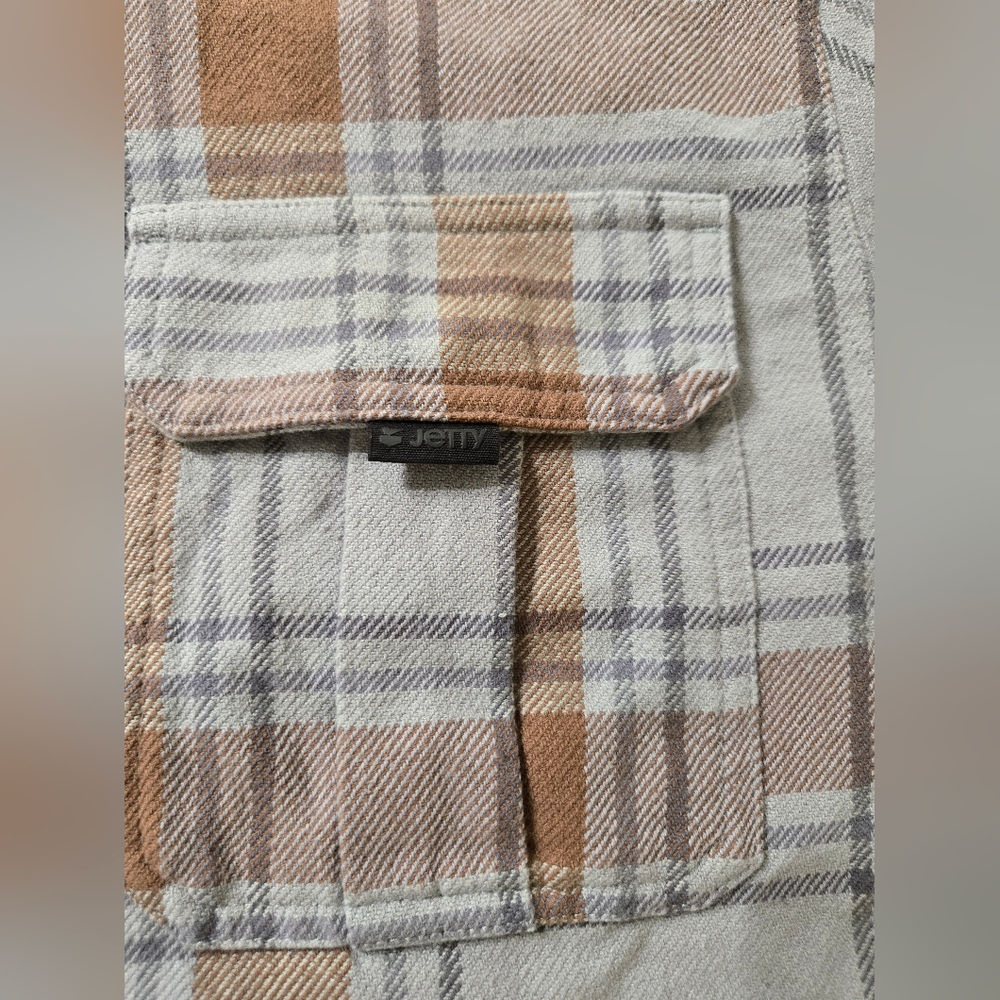 Men's Plaid Casual Button Down Shirt - Gray and Brown - Picture 2 of 8